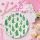 Kerstbomen en vogels papier Bord (Feest)