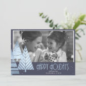 Kerstbomen Foto Sjabloon Blue ID863 Kaart (Staand voorkant)