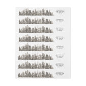 kerstbomen geschilderd omhulsel rond adreslabel (Vel)