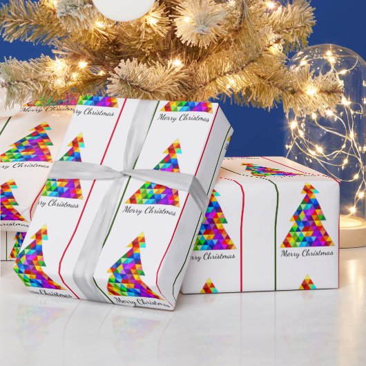kerstbomen Glitter Patterned Graphic Modern Cadeaupapier (Feestdagen)