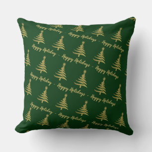 kerstbomen Gold op groen Sierkussen