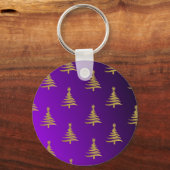 kerstbomen goud op Paars Sleutelhanger (Voorkant)
