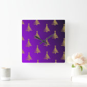 kerstbomen goud op Paars Vierkante Klok (Huis)