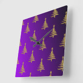 kerstbomen goud op Paars Vierkante Klok (Hoek)