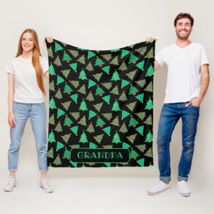 kerstbomen Groen en zwart opa Fleece Deken