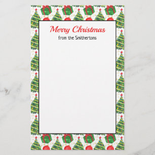 Kerstbomen Groen Rood Wit Prettig Kerstfeest Briefpapier