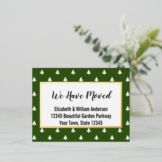 Kerstbomen groen & wit bewegende aankondiging (Staand Voorkant)