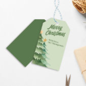 Kerstbomen Groene Aquarel Aangepast Cadeaulabel
