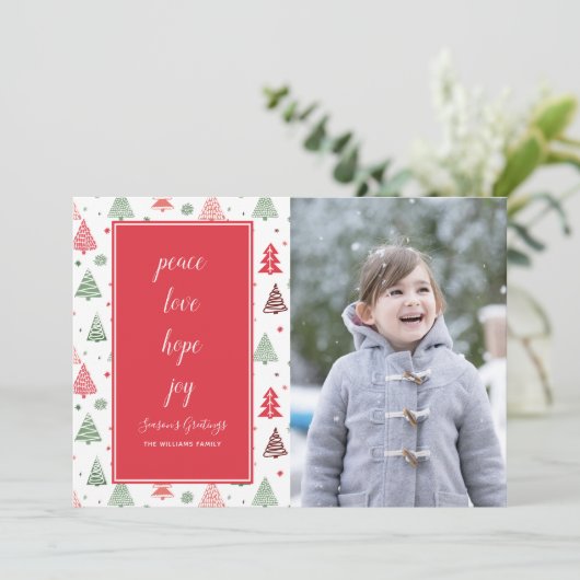 Kerstbomen Holiday Fotokaart Feestdagenkaart (Staand voorkant)