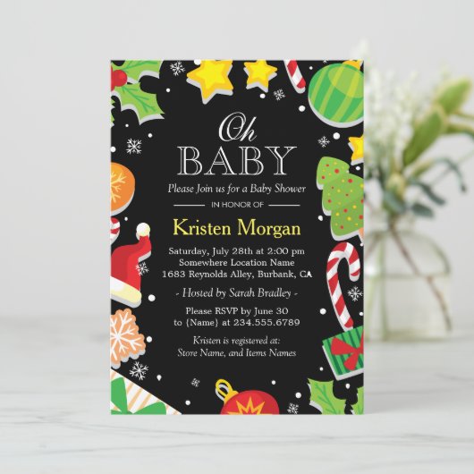 Kerstbomen Holly Berries Cute Baby shower Kaart (Staand voorkant)