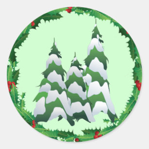 KERSTBOMEN & HOLLY DOOR SHARON SHARPE RONDE STICKER