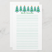 kerstbomen in Pointillism Lined Stationery Briefpapier (Voorkant / Achterkant)