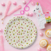 Kerstbomen in rood en groen met sneeuwvlokken papieren bordje (Feest)