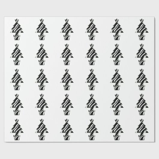 kerstbomen in Zebra Print Wrapping Paper Cadeaupapier (Vlak)