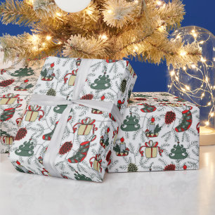 Kerstbomen Kerstkaarsen Vintage  Cadeaupapier