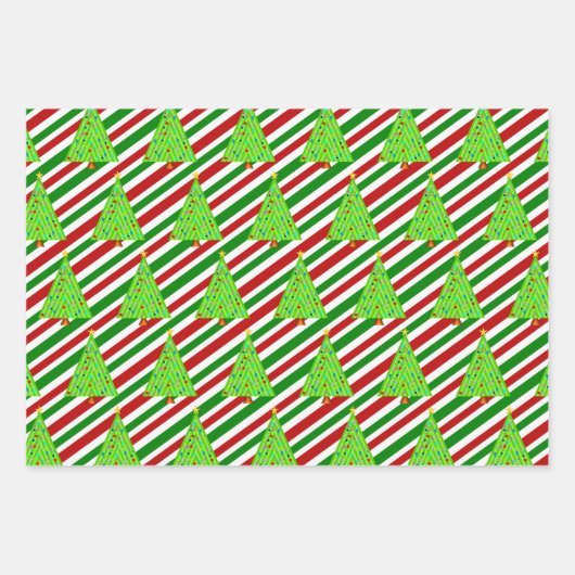 kerstbomen, kerstkleppen, strips inpakpapier vel (Voorkant 3)
