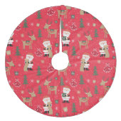 kerstbomen, kerstman en Rudolph Fleece Kerstboom Rok (Voorkant)
