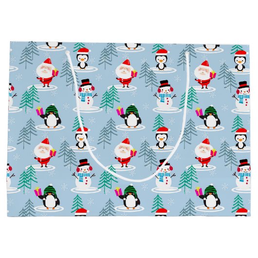 Kerstbomen, Kerstman, Sneeuwmannen en Pinguïns Groot Cadeauzakje (Achterkant)