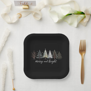 Kerstbomen Kerstvakantie Winter Merry en Bright Papieren Bordje