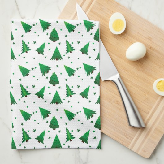 kerstbomen keukenhanddoek (Quarter Fold)