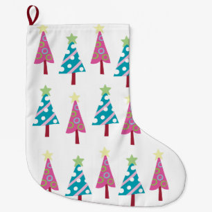 Kerstbomen Kous, Roze & Blauw Grote Kerstsok
