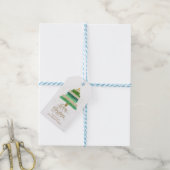 kerstbomen, Label, glitters, vrolijk kerstfeest Cadeaulabel (Met Touw)