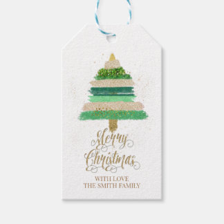 kerstbomen, Label, glitters, vrolijk kerstfeest Cadeaulabel
