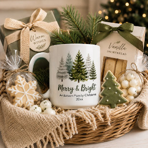 Kerstbomen Merry and Bright Familie-erfstuk Koffiemok