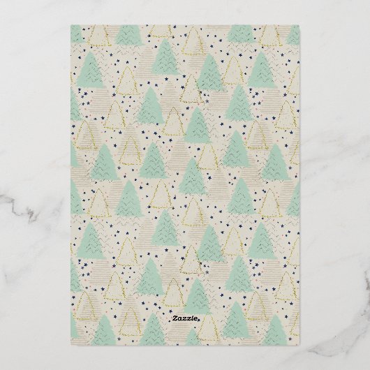 Kerstbomen Merry Everything 4 Foto Mint Goud Folie Feestdagenkaart (Achterkant)