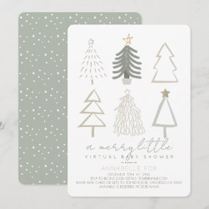 kerstbomen Merry Little Virtual Baby shower Kaart