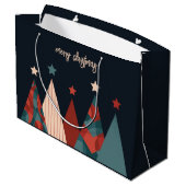Kerstbomen met abstracte feestdagen groot cadeauzakje (Achterkant Gekanteld)
