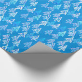 Kerstbomen met een gemiddelde bloem - blauw zee cadeaupapier (Hoek)