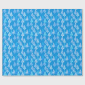 Kerstbomen met een gemiddelde bloem - blauw zee cadeaupapier (Vlak)
