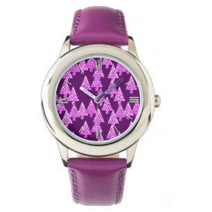 Kerstbomen met een moderne bloem - amethyst paars horloge