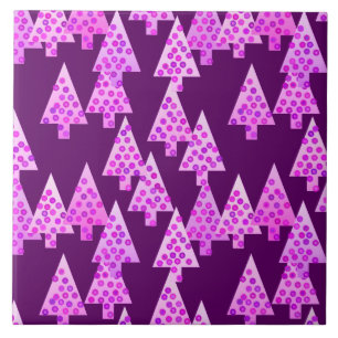Kerstbomen met een moderne bloem - amethyst paars tegeltje