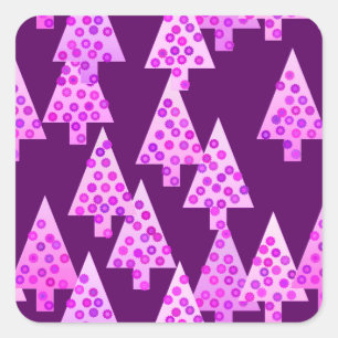 Kerstbomen met een moderne bloem - amethyst paars vierkante sticker