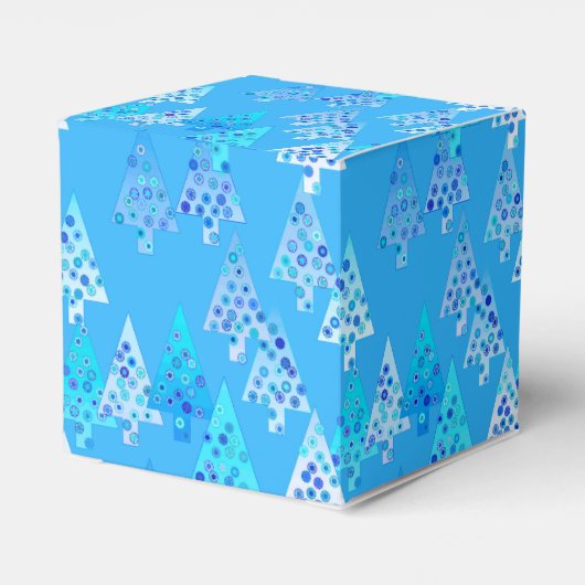 Kerstbomen met een moderne bloem - hemelsblauw bedankdoosjes (Achterkant)