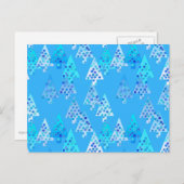 Kerstbomen met een moderne bloem - hemelsblauw feestdagenkaart (Voorkant / Achterkant)