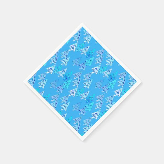 Kerstbomen met een moderne bloem - hemelsblauw servetten (Hoek)