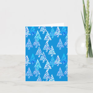 Kerstbomen met een moderne bloem - kerelblauw feestdagen kaart