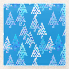 Kerstbomen met een moderne bloem - kerelblauw glazen onderzetter