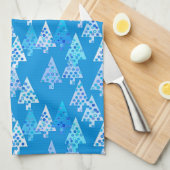 Kerstbomen met een moderne bloem - kerelblauw theedoek (Quarter Fold)