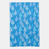 Kerstbomen met een moderne bloem - kerelblauw theedoek (Verticaal)