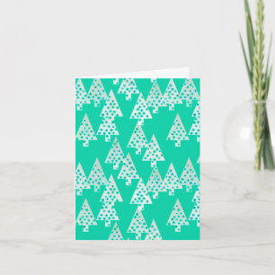 Kerstbomen met een moderne bloem - marinegroen feestdagen kaart