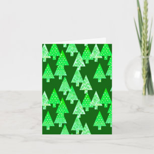 Kerstbomen met een moderne bloem - pijngroen feestdagen kaart