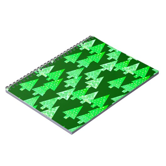 Kerstbomen met een moderne bloem - pijngroen notitieboek (Linkerzijde)