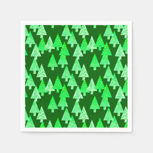 Kerstbomen met een moderne bloem - pijngroen servetten