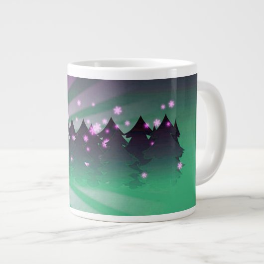 kerstbomen met groene tassen extra grote mok (Voorkant rechts)