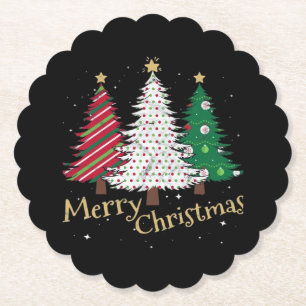 Kerstbomen met Kerst Plaid Cadeau Familie Kartonnen Onderzetters