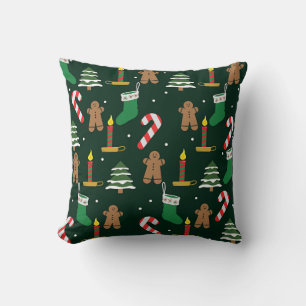 Kerstbomen met kerstmannen van peperkoek,  kussen